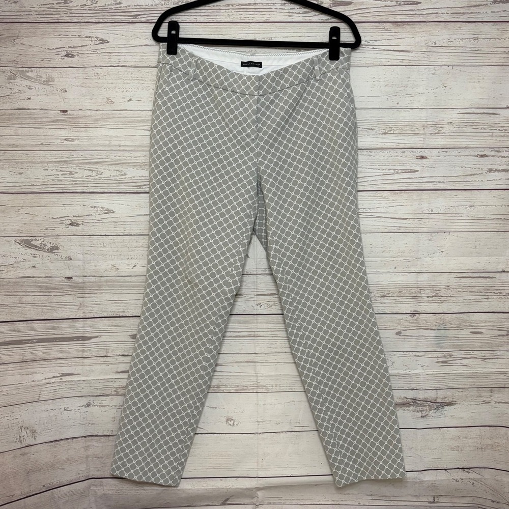 Willi Smith Grey White Geometric Print Dress Pants Slim Leg Size 10